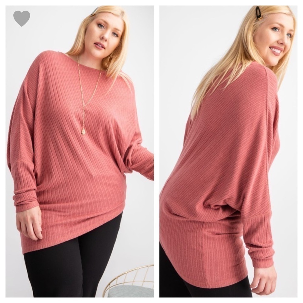 PLUS Size Long Sleeve Thermal Top in Red Bean